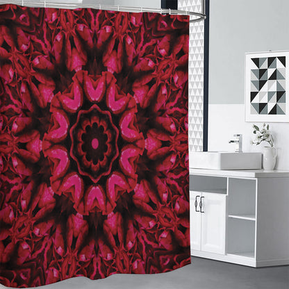 Pink Rose Kaleidoscope Print Shower Curtain