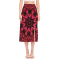 Pink Rose Kaleidoscope Print Side Slit Midi Skirt