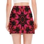 Pink Rose Kaleidoscope Print Side Slit Mini Skirt