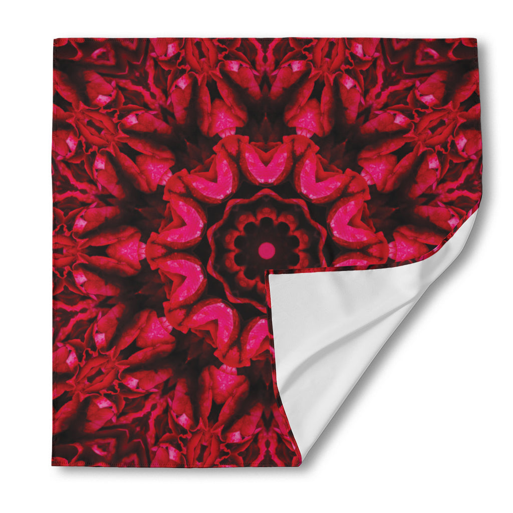 Pink Rose Kaleidoscope Print Silk Bandana