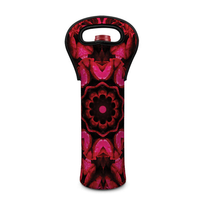 Pink Rose Kaleidoscope Print Single Neoprene Wine Tote
