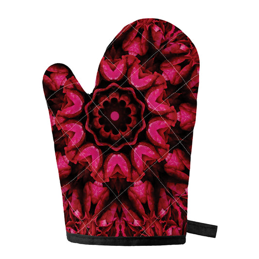 Pink Rose Kaleidoscope Print Single Oven Mitt