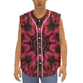 Pink Rose Kaleidoscope Print Sleeveless Baseball Jersey