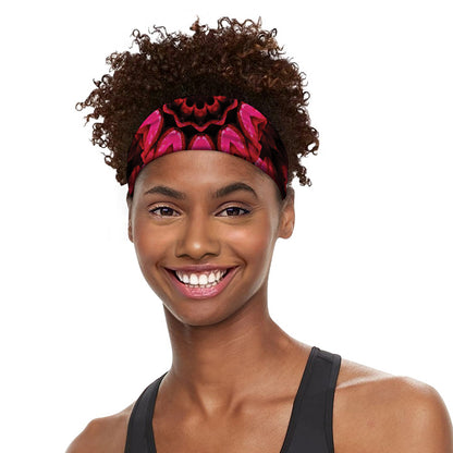 Pink Rose Kaleidoscope Print Sports Headband