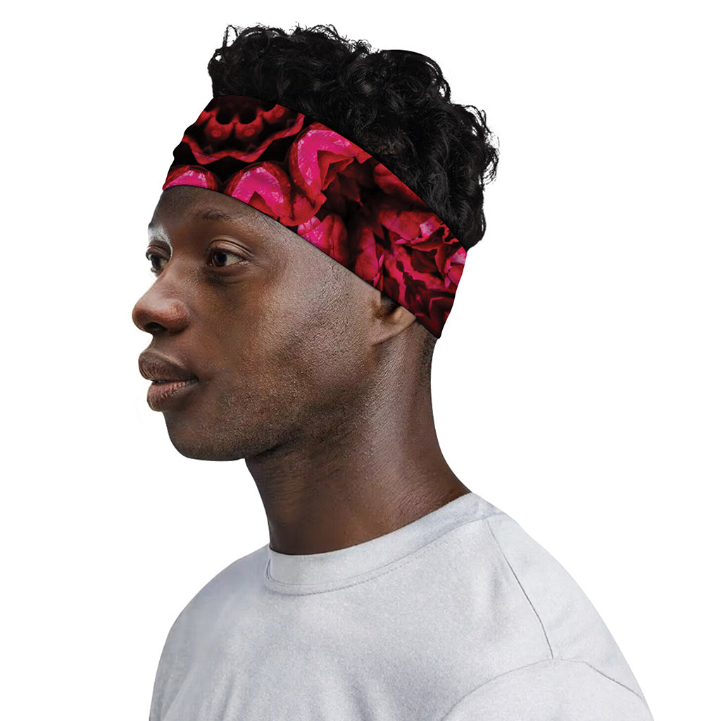 Pink Rose Kaleidoscope Print Sports Headband