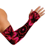 Pink Rose Kaleidoscope Print Sun Protection Arm Sleeves