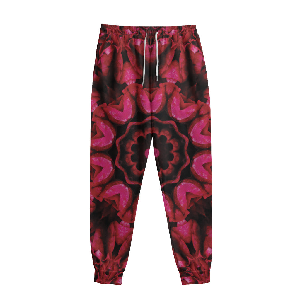 Pink Rose Kaleidoscope Print Sweatpants