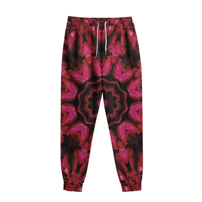 Pink Rose Kaleidoscope Print Sweatpants