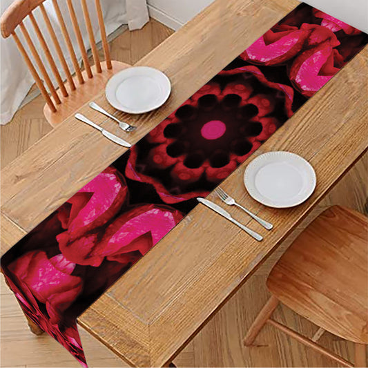 Pink Rose Kaleidoscope Print Table Runner