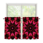 Pink Rose Kaleidoscope Print Tier Curtains