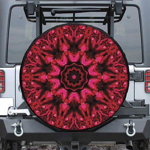 Pink Rose Kaleidoscope Print Tire Cover