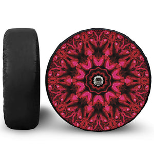 Pink Rose Kaleidoscope Print Tire Cover With Camera Hole