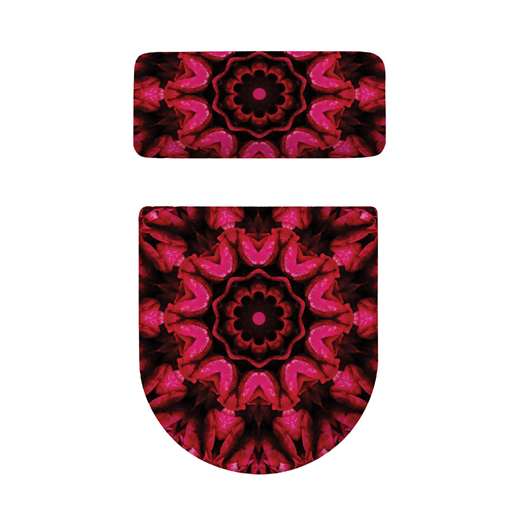 Pink Rose Kaleidoscope Print Toilet Lid And Tank Cover Set