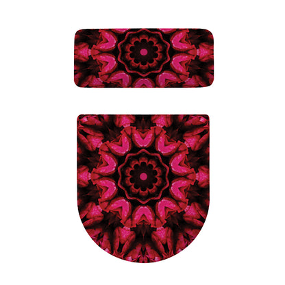 Pink Rose Kaleidoscope Print Toilet Lid And Tank Cover Set