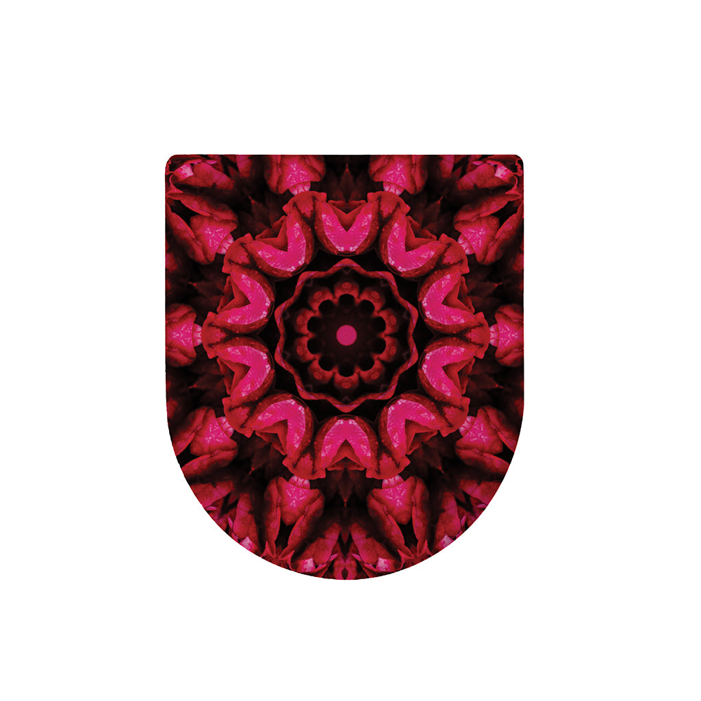 Pink Rose Kaleidoscope Print Toilet Lid Cover