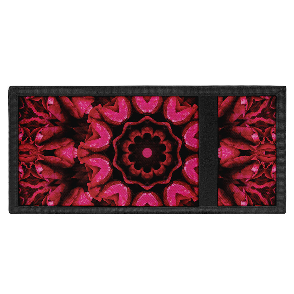 Pink Rose Kaleidoscope Print Trifold Wallet