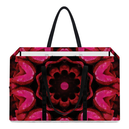 Pink Rose Kaleidoscope Print Utility Tote Bag