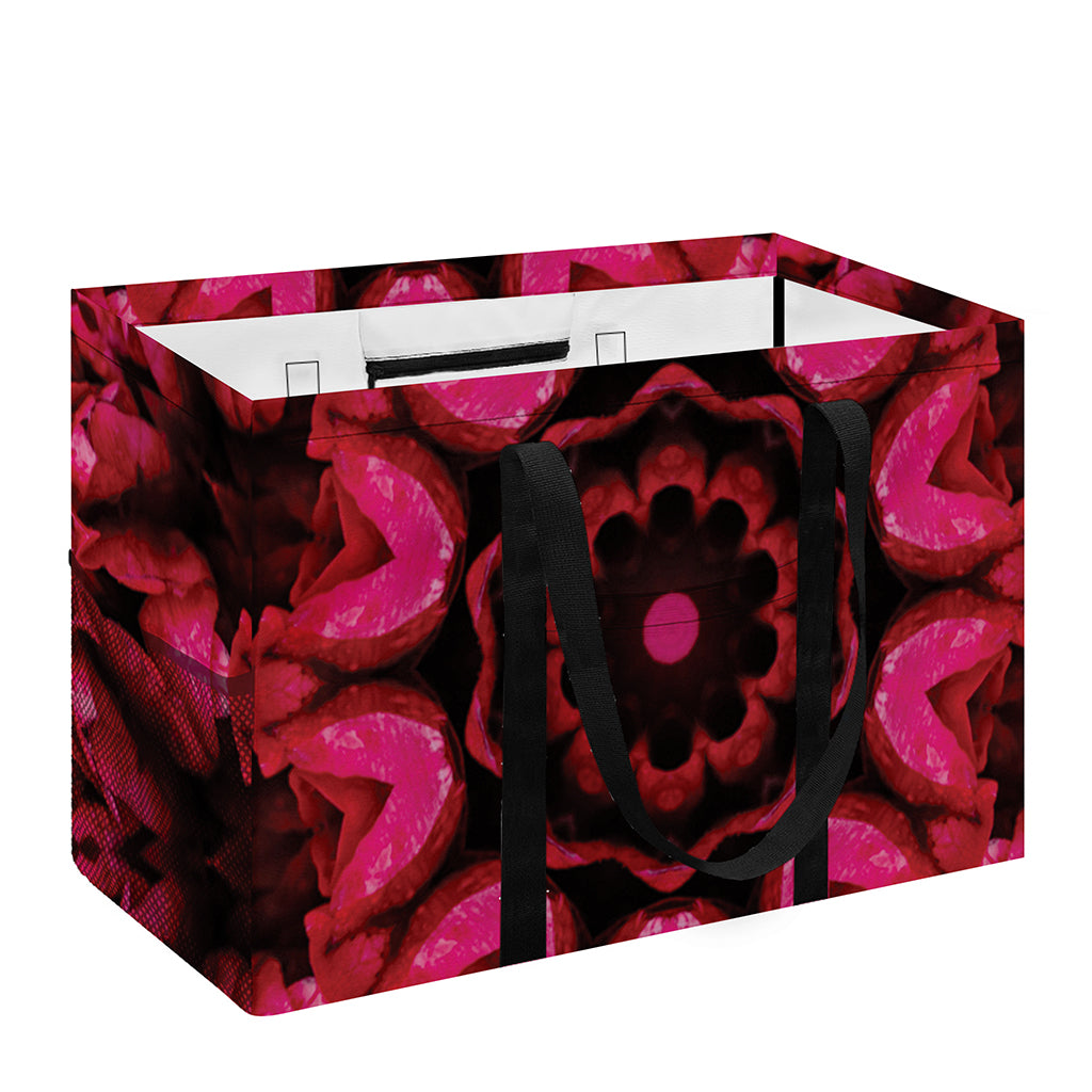 Pink Rose Kaleidoscope Print Utility Tote Bag