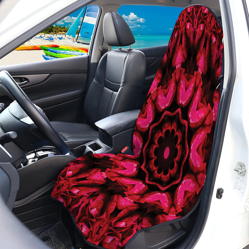 Pink Rose Kaleidoscope Print Waterproof Car Seat Cover