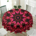 Pink Rose Kaleidoscope Print Waterproof Round Tablecloth