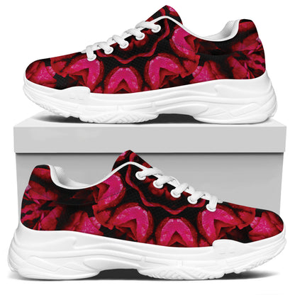 Pink Rose Kaleidoscope Print White Chunky Shoes