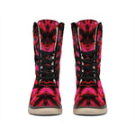 Pink Rose Kaleidoscope Print Winter Boots