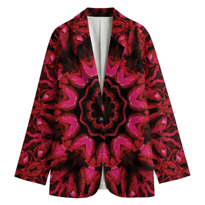 Pink Rose Kaleidoscope Print Women's Blazer