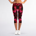 Pink Rose Kaleidoscope Print Women's Capri Leggings