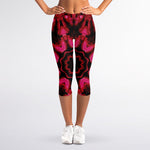 Pink Rose Kaleidoscope Print Women's Capri Leggings