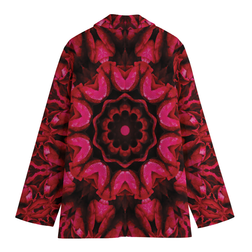 Pink Rose Kaleidoscope Print Women's Cotton Blazer