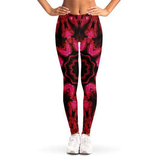 Pink Rose Kaleidoscope Print Women's Leggings