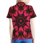 Pink Rose Kaleidoscope Print Women's Polo Shirt