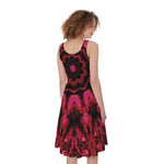 Pink Rose Kaleidoscope Print Women's Sleeveless Dress
