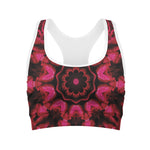 Pink Rose Kaleidoscope Print Women's Sports Bra