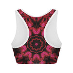 Pink Rose Kaleidoscope Print Women's Sports Bra