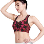 Pink Rose Kaleidoscope Print Women's Sports Bra