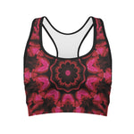 Pink Rose Kaleidoscope Print Women's Sports Bra