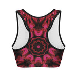 Pink Rose Kaleidoscope Print Women's Sports Bra