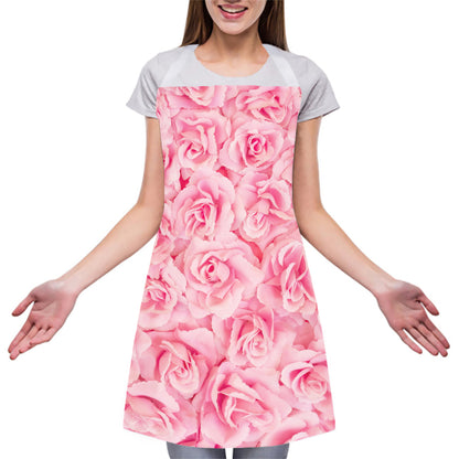 Pink Rose Print Adjustable Apron