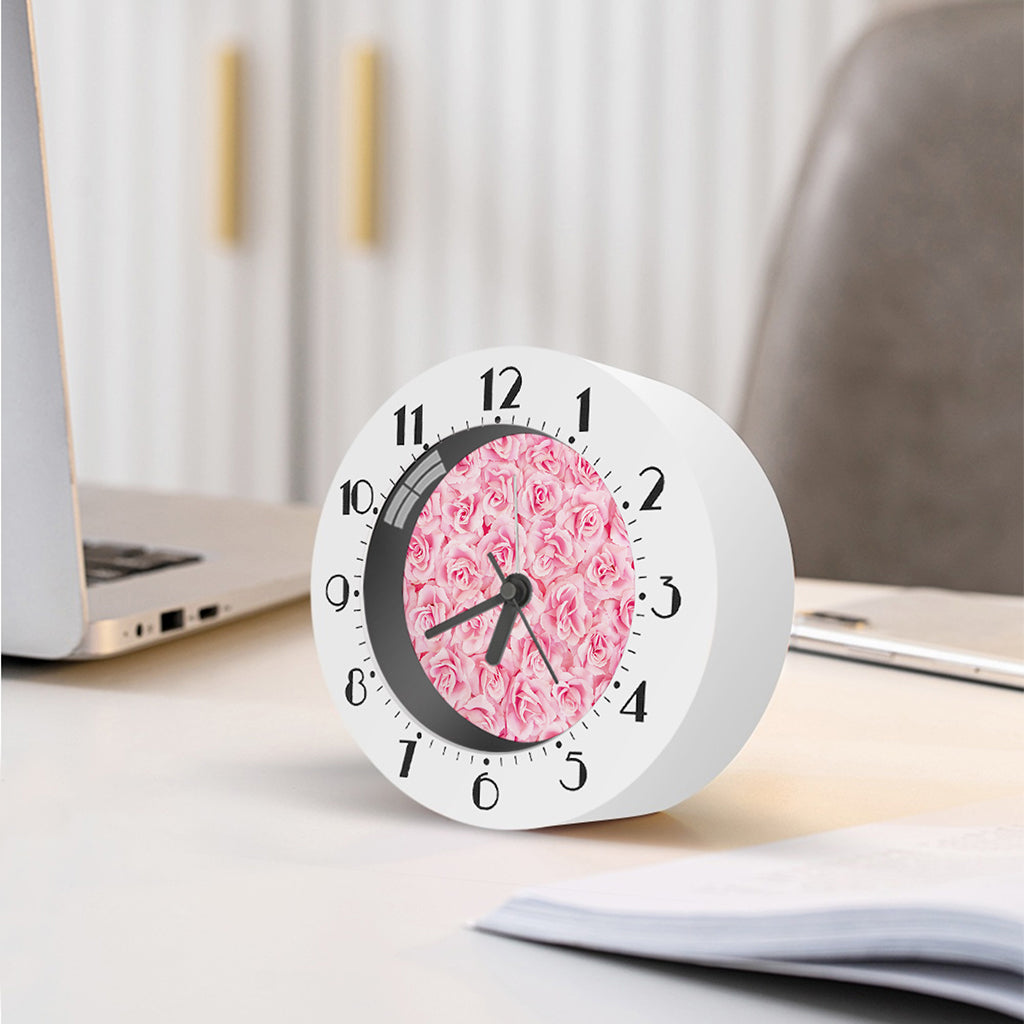 Pink Rose Print Alarm Clock