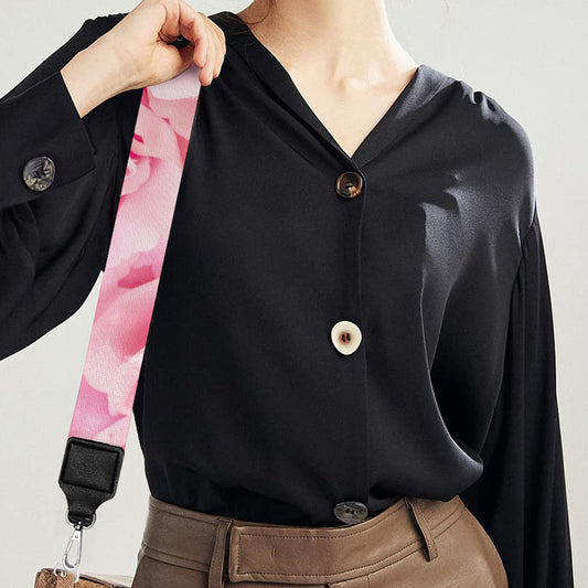 Pink Rose Print Bag Strap