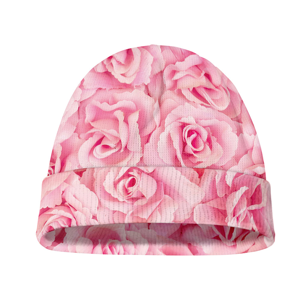 Pink Rose Print Beanie