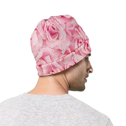 Pink Rose Print Beanie