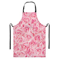 Pink Rose Print Bib Apron With Pocket