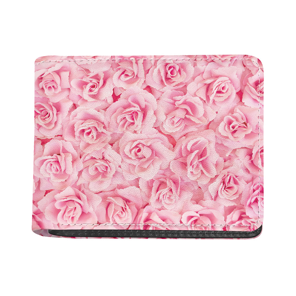 Pink Rose Print Bifold Wallet