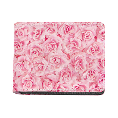 Pink Rose Print Bifold Wallet