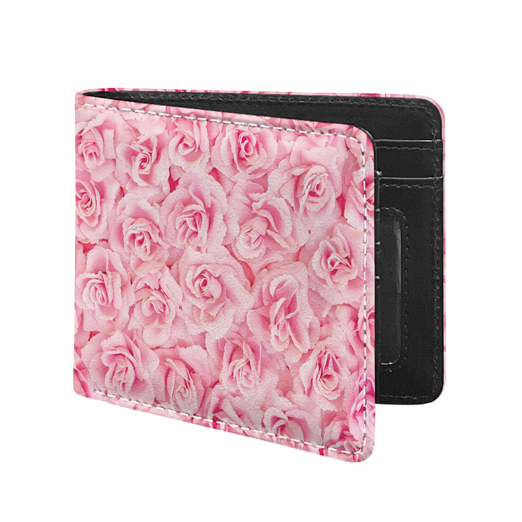 Pink Rose Print Bifold Wallet