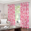 Pink Rose Print Dimout Grommet Curtains