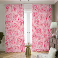 Pink Rose Print Dimout Pencil Pleat Curtains