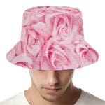 Pink Rose Print Bucket Hat
